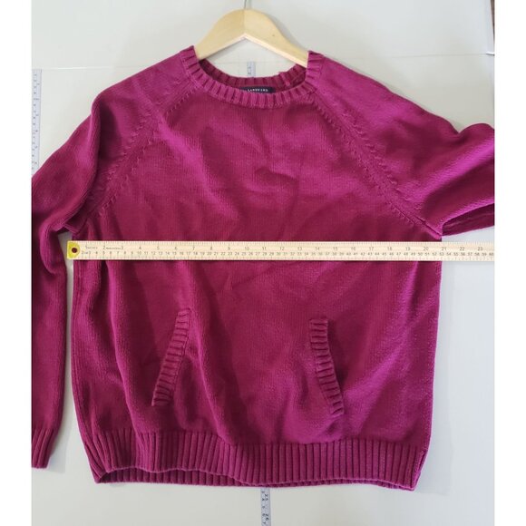 Lands‎ End Womens Plus Size 1X Red Knit Pull Over Sweater Cotton Autumn Layering - Picture 3 of 6